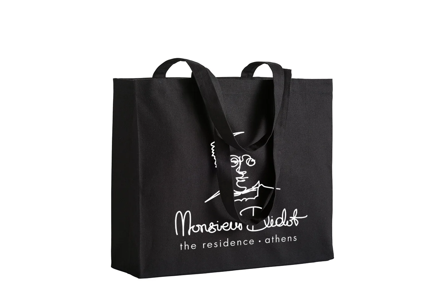 17113 Βαμβακερή τσάντα ώμου με φαρδύ πάτο και μακριά χερούλια