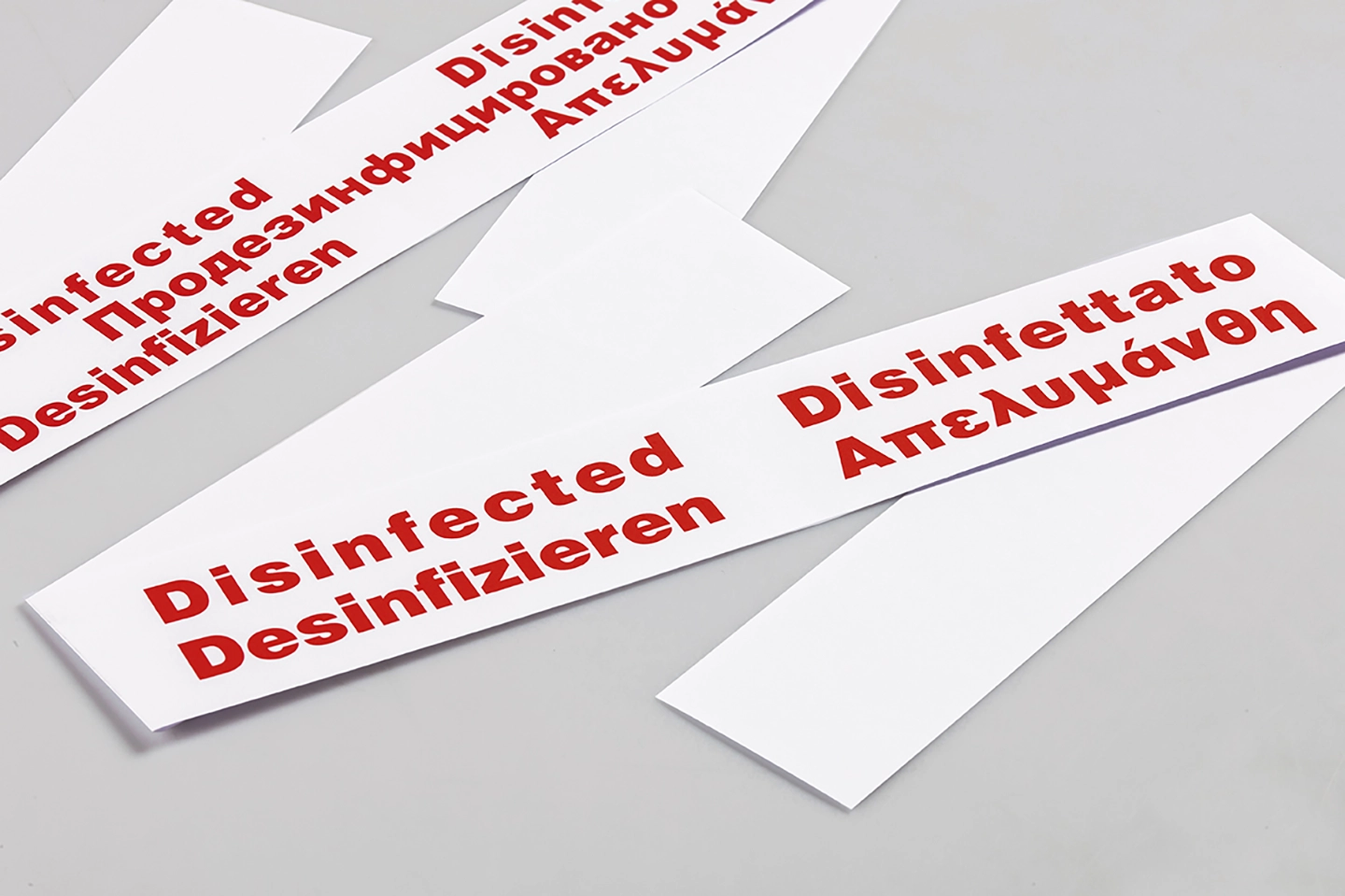 Αυτοκόλλητες ταινίες απολύμανσης και αυτοκόλλητα για χαρτί υγείας