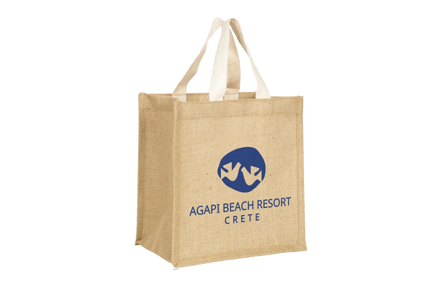 CUBA Μικρή τσάντα αγοράς απο γιούτα με πλακέ βαμβακερά χερούλια